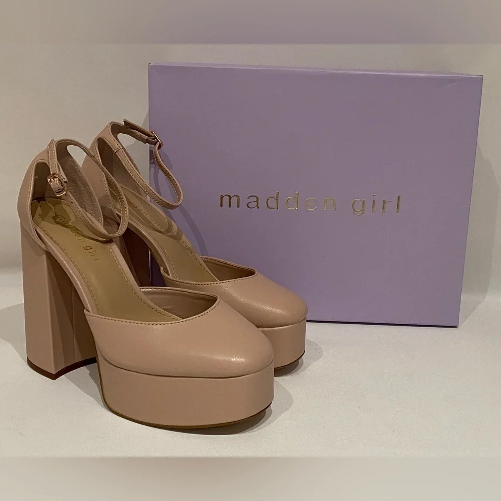 NEW Madden Girl Women’s Dion Platform Pumps Blush Pink Size 8.5M